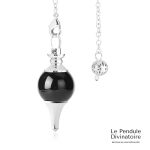 Pendule séphoroton onyx noir - pendule divinatoire pierre naturelle et chaine métal