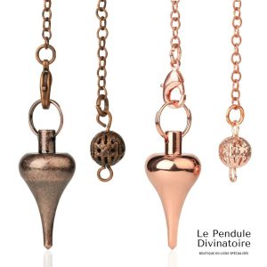Deux pendules goutte en métal - pendule divinatoire métal radiesthésie - 4 couleurs