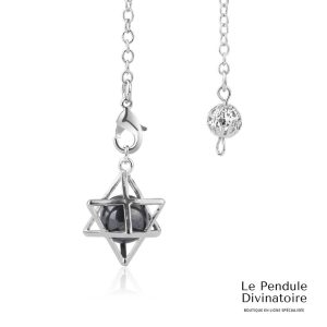 Pendule Merkaba métal Hématite