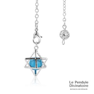 Pendule Merkaba Métal Turquoise Bleue