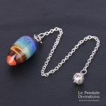 Pendule œuf en 7 pierres naturelles - pendule divinatoire radiesthésie