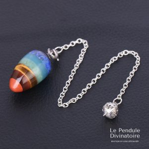 Pendule œuf en 7 pierres naturelles - pendule divinatoire radiesthésie