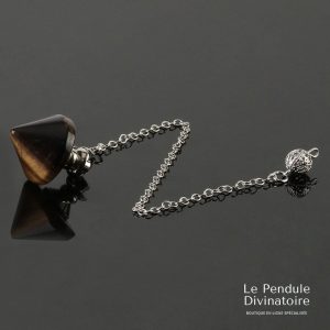 Pendule égyptien pyramide œil de tigre - pendule divinatoire pierre naturelle