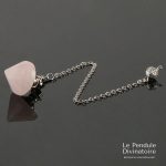 Pendule égyptien pyramide quartz rose - pendule divinatoire pierre naturelle