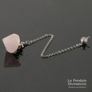 Pendule égyptien pyramide quartz rose - pendule divinatoire pierre naturelle