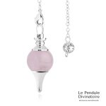Pendule séphoroton quartz rose - pendule divinatoire en pierre naturelle avec chaîne en métal