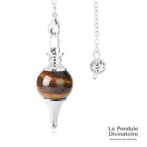 Pendule séphoroton œil de tigre - pendule divinatoire pierre semi-précieuse
